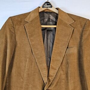 Vintage Haggar Corduroy Blazer Jacket Men Tan Brown Size 40 Two Button Academia